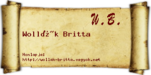 Wollák Britta névjegykártya